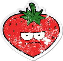 autocollant en détresse d'une fraise de dessin animé png