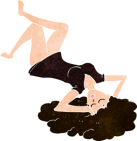 cartoon woman lying on floor png