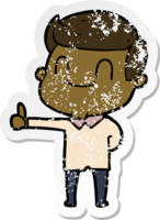 distressed sticker of a cartoon friendly man png