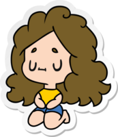 sticker cartoon illustration of a cute kawaii girl png