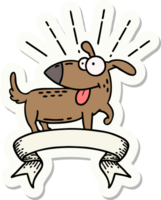 sticker of a tattoo style happy dog png