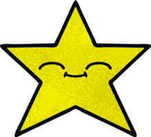 retro grunge texture cartoon of a gold star png