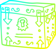 cold gradient line drawing of a cartoon magical chest png