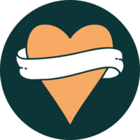 iconic tattoo style image of a heart and banner png