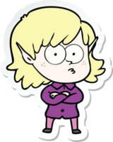 sticker of a cartoon elf girl staring png