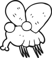 drawn black and white cartoon fly png