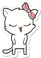 sticker of a cartoon cat with bow on head png