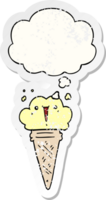 tecknad serie is grädde med ansikte med trodde bubbla som en bedrövad bärs klistermärke png