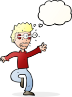 cartoon terrified man with eyes popping out with thought bubble png