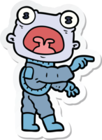 sticker of a cartoon weird alien communicating png