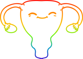 rainbow gradient line drawing of a cartoon uterus png