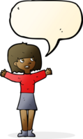 cartoon excited woman with speech bubble png