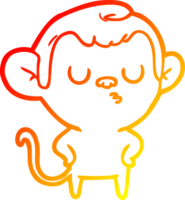 warm gradient line drawing of a cartoon monkey png