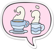 dessin animé tasse de café avec discours bulle autocollant png