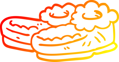 warm gradient line drawing of a cartoon old slippers png
