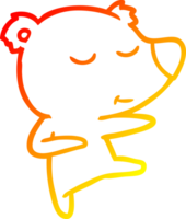 warm gradient line drawing of a happy cartoon bear dancing png