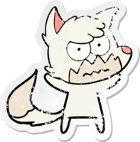 distressed sticker of a cartoon annoyed fox png