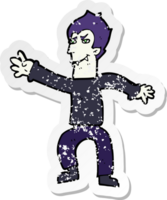 retro distressed sticker of a cartoon vampire man png