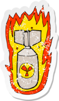 retro distressed sticker of a cartoon flaming bomb png