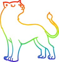 rainbow gradient line drawing of a cartoon lioness png