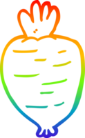 rainbow gradient line drawing of a cartoon root vegetable png