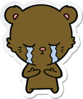 sticker of a crying cartoon bear png