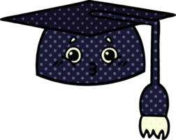 comic book style cartoon of a graduation hat png