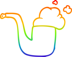 rainbow gradient line drawing of a old smoking pipe png