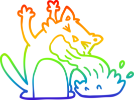 rainbow gradient line drawing of a cartoon of an ill cat png