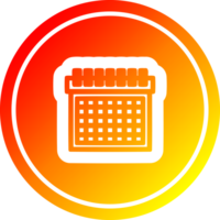 mensuel calendrier circulaire icône avec chaud pente terminer png