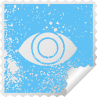 distressed square peeling sticker symbol of a eye png