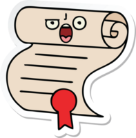 sticker of a cute cartoon contract png