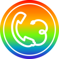 telephone handset circular icon with rainbow gradient finish png