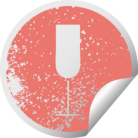 distressed circular peeling sticker symbol of a champagne flute png