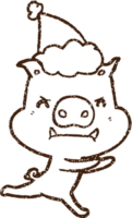 dibujo al carbón de cerdo de navidad png