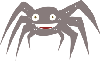 flat color illustration of happy spider png