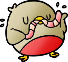 cartoon bird eating worm png