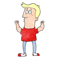 textured cartoon surprised man flexing biceps png