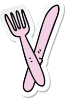 sticker of a quirky hand drawn cartoon cutlery png