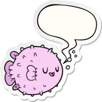 cartoon blowfish with speech bubble sticker png