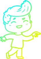cold gradient line drawing of a cartoon man laughing png