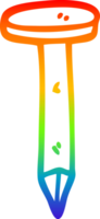 rainbow gradient line drawing of a cartoon iron nail png