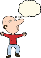 cartoon worried middle aged man with thought bubble png