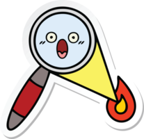 sticker of a cute cartoon magnifying glass png