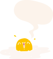 cartoon fried egg with speech bubble in retro style png