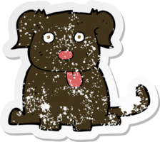 retro distressed sticker of a cartoon dog png