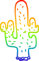 rainbow gradient line drawing of a cartoon cactus png