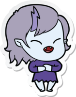 sticker of a cartoon laughing vampire girl png