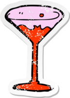 Retro beunruhigter Aufkleber eines Cartoon-Cocktails png