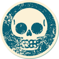 iconic distressed sticker tattoo style image of a skull png